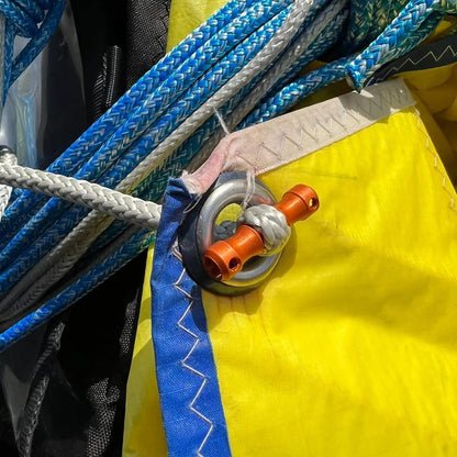 Orange Dog Bone on halyard